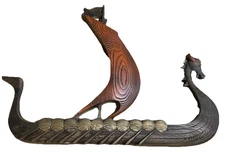 Vtg Gorgeous Burwood Products Co Large Norse Danish Viking Ship Wall Hanging GUC