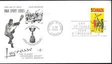🍁Canada   #483     LACROSSE PLAYERS      Fine Used  1968 First Day Cover