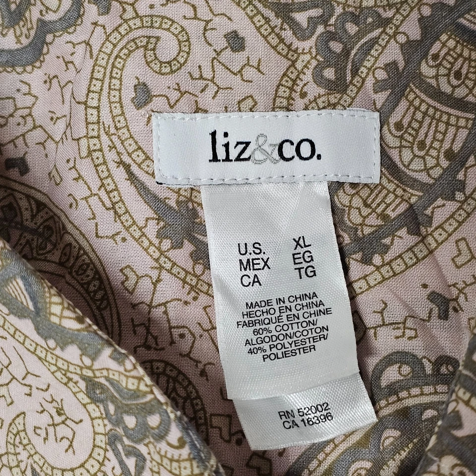 Liz & Co. Career Top Blouse Shirt Women Size XL Thin Woven Cotton - Image 4 of 4