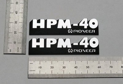 Pioneer HPM-40 Speaker Badge Logo Custom Incised 3D Silver Pair With Adhesive 