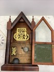 ANTIQUE RARE ANSONIA 8 DAY "SHARP GOTHIC" STEEPLE SHELF CLOCK -WORKING W/Alarm — photo 5