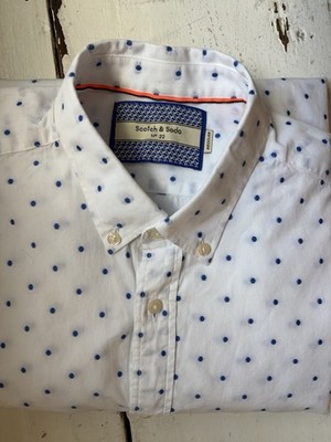 Scotch & Soda Amsterdam Couture Men's No. 22 Button-Down Polka Dot Shirt -Size S