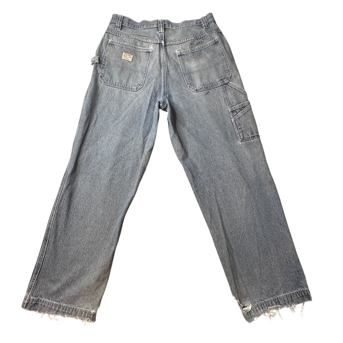 李 Vintage Old Navy Carpenter Jeans Mens 34x29 Blue Distressed