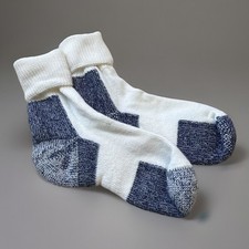 VTG Mens Socks 7-9 Thorlo Turbo Orlon Irregulars Blue/White Roll Top Crew 90's