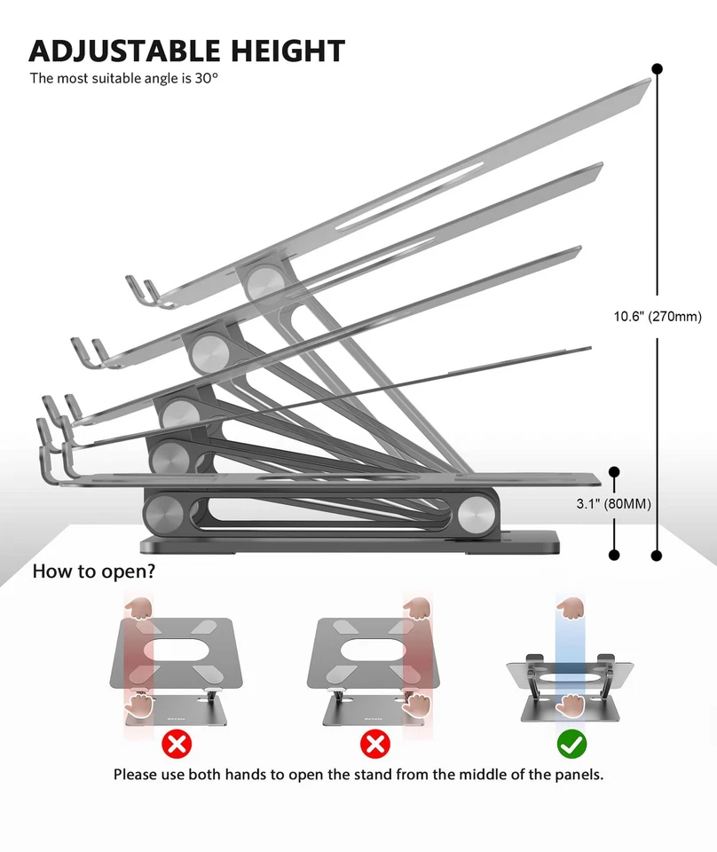 Laptop Stand, Laptop Holder, Multi-Angle Stand with Heat-Vent, Adjustable Not... - Image 3 of 4