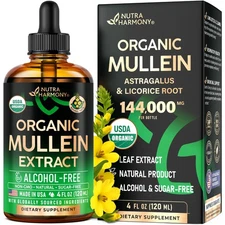 Mullein Drops for Lungs - USDA Organic Liquid - Mullein Leaf Extract Supplement