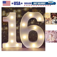 Decorative Led Light Up Number Letters, White Plastic Marquee Number Lights S...