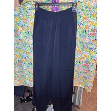 023 Karen Kane Petites Navy Blue Rayon Elastic Waist Trousers Pants Size 8