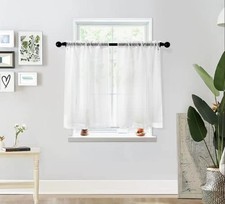 Tier Sheer Curtains with Rod Pocket,Light Voile 42"W x 30"L Pack of 1 Ivory