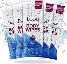 Drench! 60 Pack Luxury Body Wipes for Adults No Shower | No Water Bathing & Clea