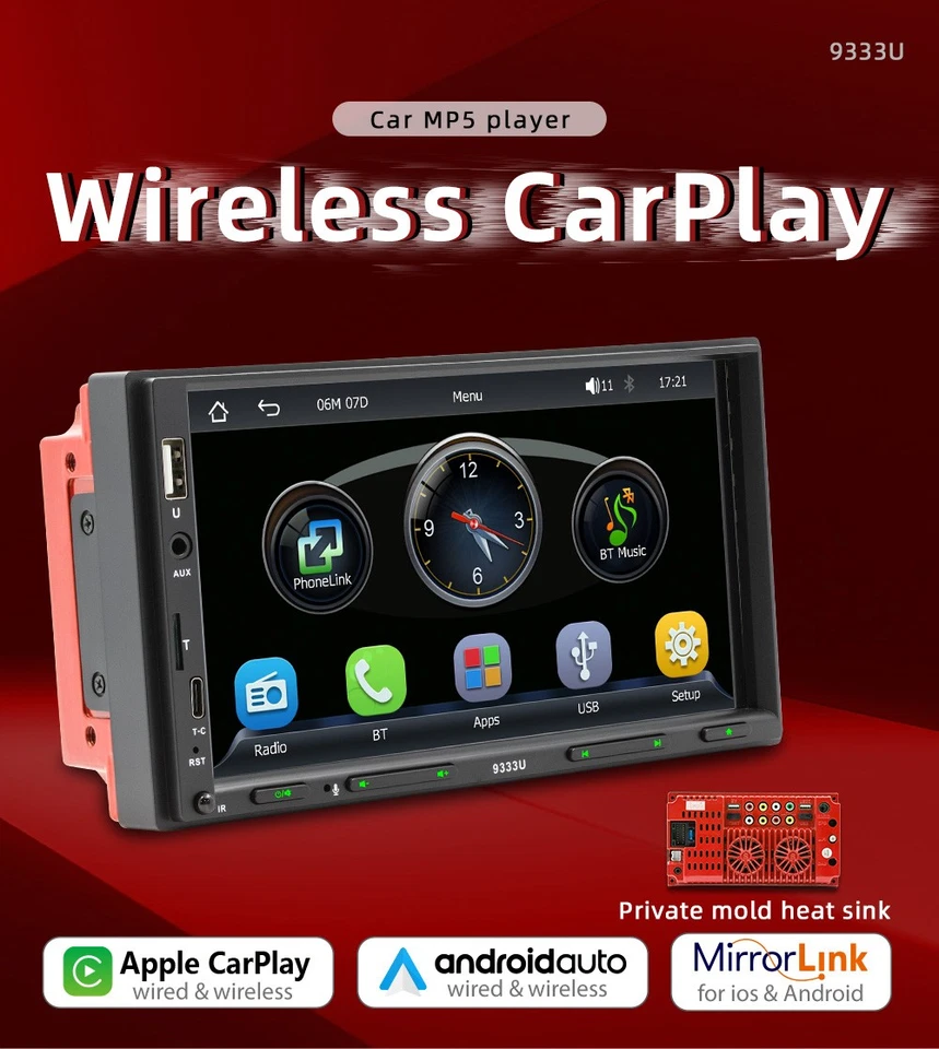 Double 2DIN 7" Car MP5 Player Bluetooth Touch Screen Stereo Radio FM Head Unit - Image 3 of 4