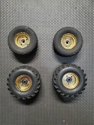Vintage Proline Two Piece Split Gold Wheels+Tires Set For Tamiya/Kyosho Rare