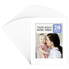 Golden State Art, Acid Free, Pack of 20, 11x14 White Picture Mats - Fit 8.5x1...