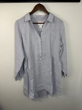 Halston Medium Linen Shirtdress Chambray Minimalist Coastal Bohemian Cottage