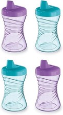 NUK Fun Grips Hard Spout Sippy Cup 10 oz. Easy 10 oz, 4 pack, Blue/Purple