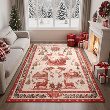 Christmas Rug 5'X7' Area Rugs for Living Room Non-Slip Washable Rug Rubber Backi