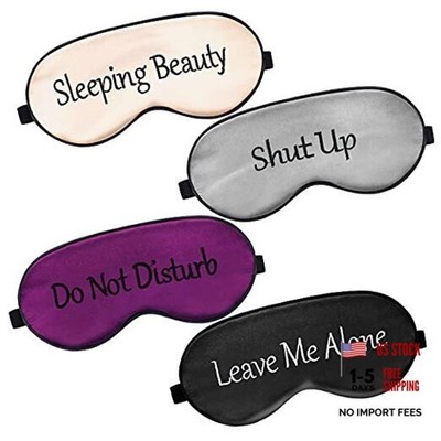 4 Pieces Funny Sleep Mask Silk Eye Mask Soft Blackout Black, Gray, Pink, Purple
