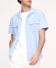 NWT Banana Republic Men Blue Standard-Fit Lightweight Cotton Resort Shirt L Tall