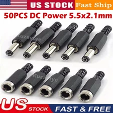 100X DC Power Jack Plugs M&F Socket Adapter Connector 2.1x5.5mm For DIY Projects