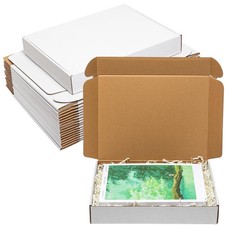 Shipping Boxes 12x9x2" 25 Pack - White Corrugated Cardboard Box Mailers for S...