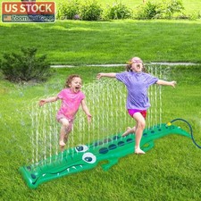 US Stock 96x13 Inflatable Crocodile Sprinkler Kids Outdoor Water Play Toy