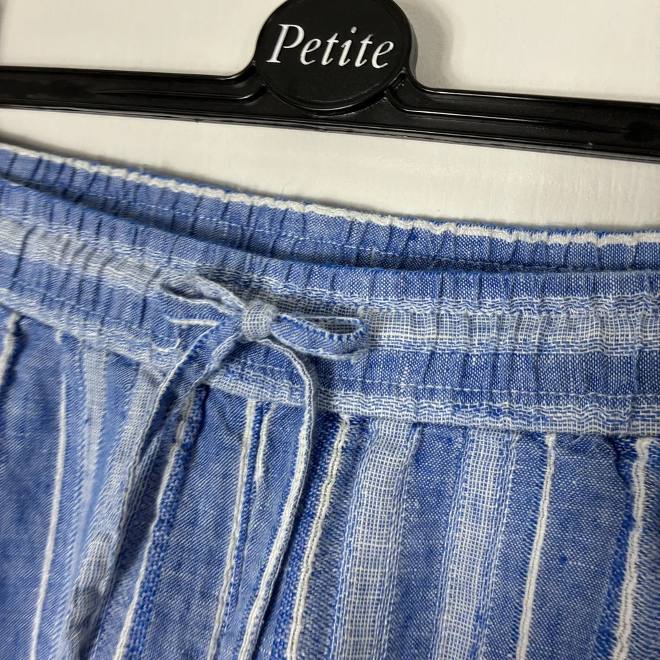 Nuevo sin etiquetas Pantalones Tommy Bahama Azul Blanco Rayas Mezcla Lino S Boho Costero Playa Foto 4 de 4