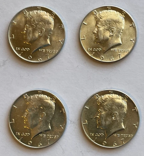 Lot of four 1967 Kennedy Half Dollars Uncirculated 40% silver -- NICE!