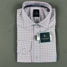 Tailorbyrd Sport Shirt Medallion Poplin Print LS Large Pink Cotton NWT MSRP 99