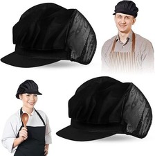 Hair Nets for Women with Brim 2PCS Elastic Chef Hats for Women & Men Kitchen