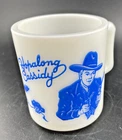 Vintage Hopalong Cassidy Blue Milk Glass 3" Tall Coffee Mug Cup Great Condition