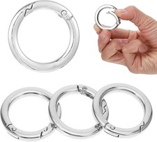4 Silver Metal O Ring for Purse Strap - 1 Inch Round Spring Ring Clasp for Handb