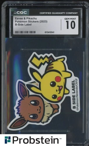 2023 Pokemon Stickers B-Side Label Eevee & Pikachu CGC 10 GEM MINT