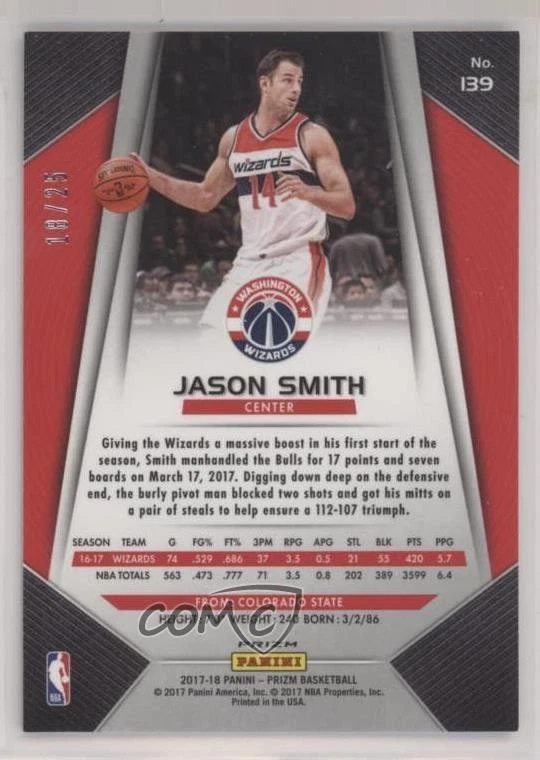 2017-18 Panini Prizm Mojo Prizm /25 Jason Smith #139 - Image 2 of 2