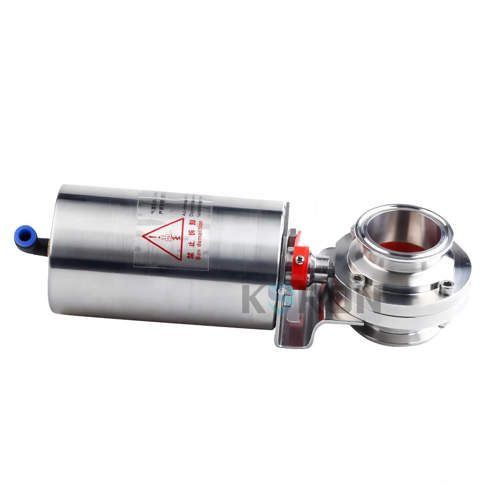 3-1/2'' Sanitary Pneumatic Butterfly Valve SS304L Clamp OD 106mm Single Acting - Image 4 of 4