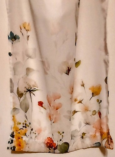 White colorful Foral Kitchen Curtains Yellow, Dark Coral, Green 24" 36" - Picture 2 of 8