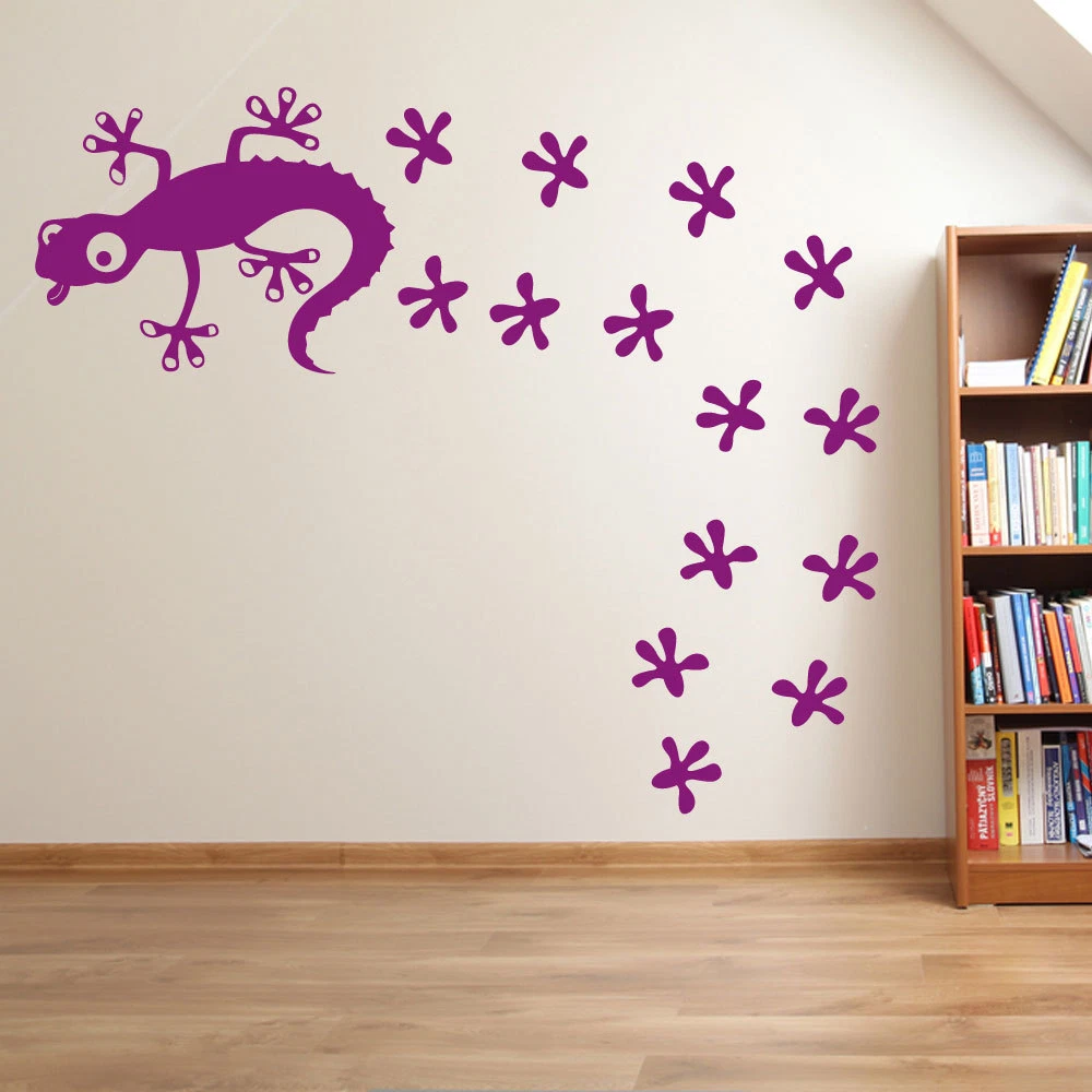 Lizard Gecko Reptile Animal Silhouette Footprints Vinyl Wall Decals Stickers A63