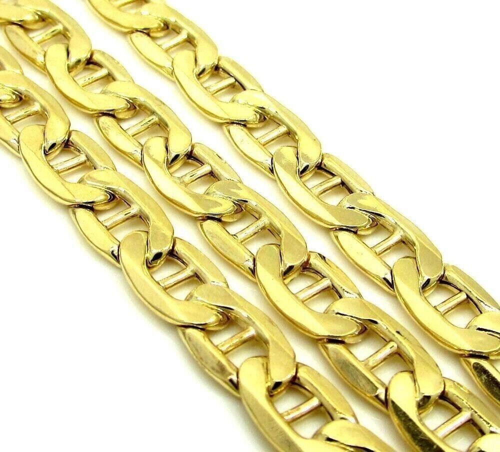 14K Mariner Anchor Link Chain Necklace Real Solid 14K Yellow Gold 30