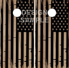 Tattered American Flag Wood Cornhole Wrap Bag Toss Skin Decal Sticker