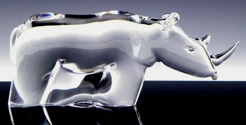 Steuben Crystal Art Glass Large Figurine RHINOCEROS RHINO AFRICAN ANIMAL Mint