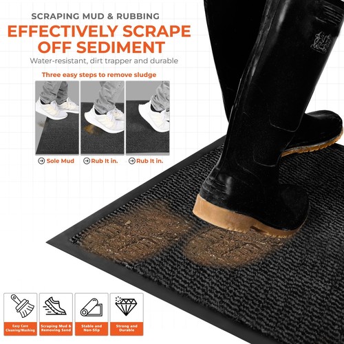 Non-Slip Rubber Back Door Mat - Washable Runner Kitchen Hallway, Living Room Mat - Picture 44 of 56