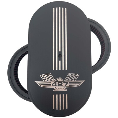 Ford FE 427 American Eagle Logo 15'' Oval Air Cleaner Kit Black - Ansen USA