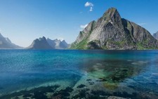 Landscape nature mountains island lofoten norway summer Custom Gaming Mat Desk