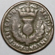 1678 Scotland Bawbee 6 Pence Charles II Thistle Copper Coin (24060703R)