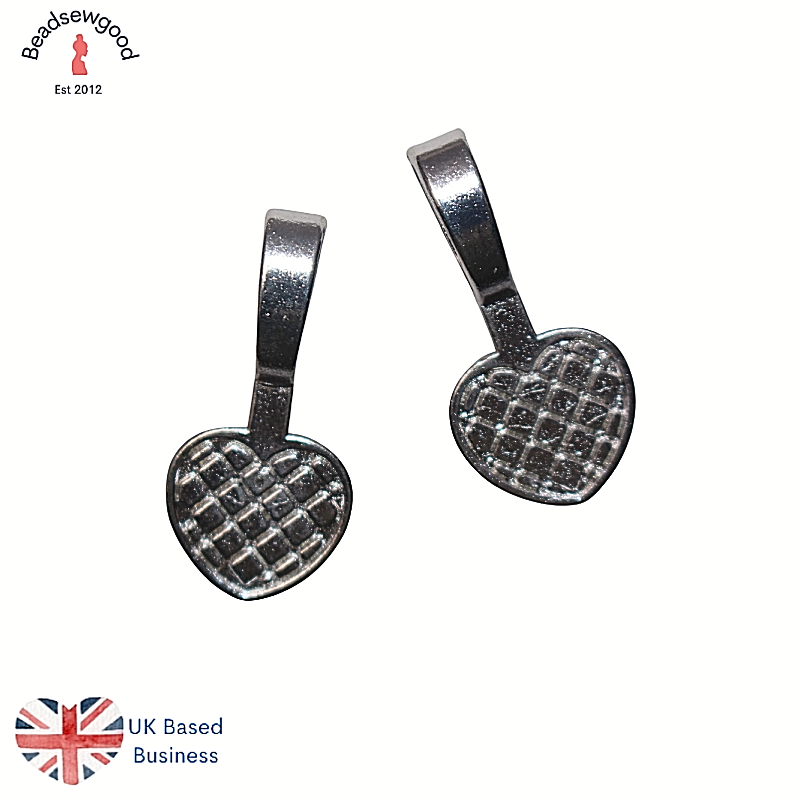 20 Heart Shaped Glue on Bails for Cabochons 20mm Jewellery Making DIY