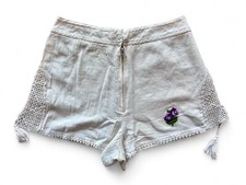 Vtg 70s Balkan San Francisco Brief Cut Cotton Crochet Shorts Festival Boho XS