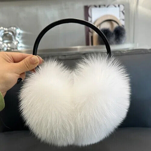 Real Fox Fur Earmuffs Natural Cool Girls Winter Plush Soft Solid Color Ear Muffs - Bild 7 von 21