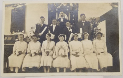Real Photo Religious Ceremony Group of Boys and Girls Postcard