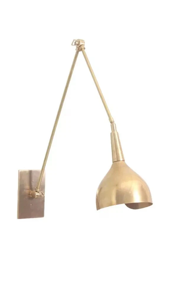 1 light Articulated Modern Wall Sconce Mid Century Patina Brass Wall Fixture A9 - Image 3 of 4