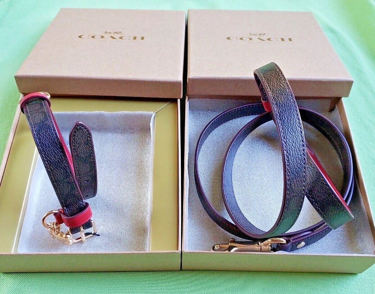 Coach pet leash and collar cheap set black