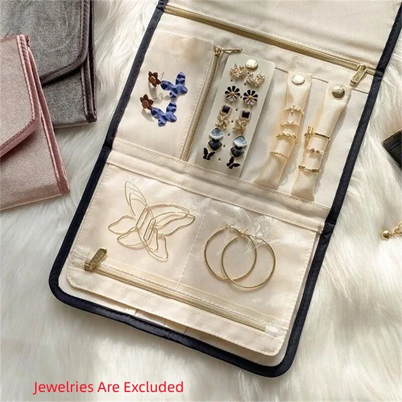 Foldable Travel Jewellery Roll Jewellery Travel Pouch Portable Case